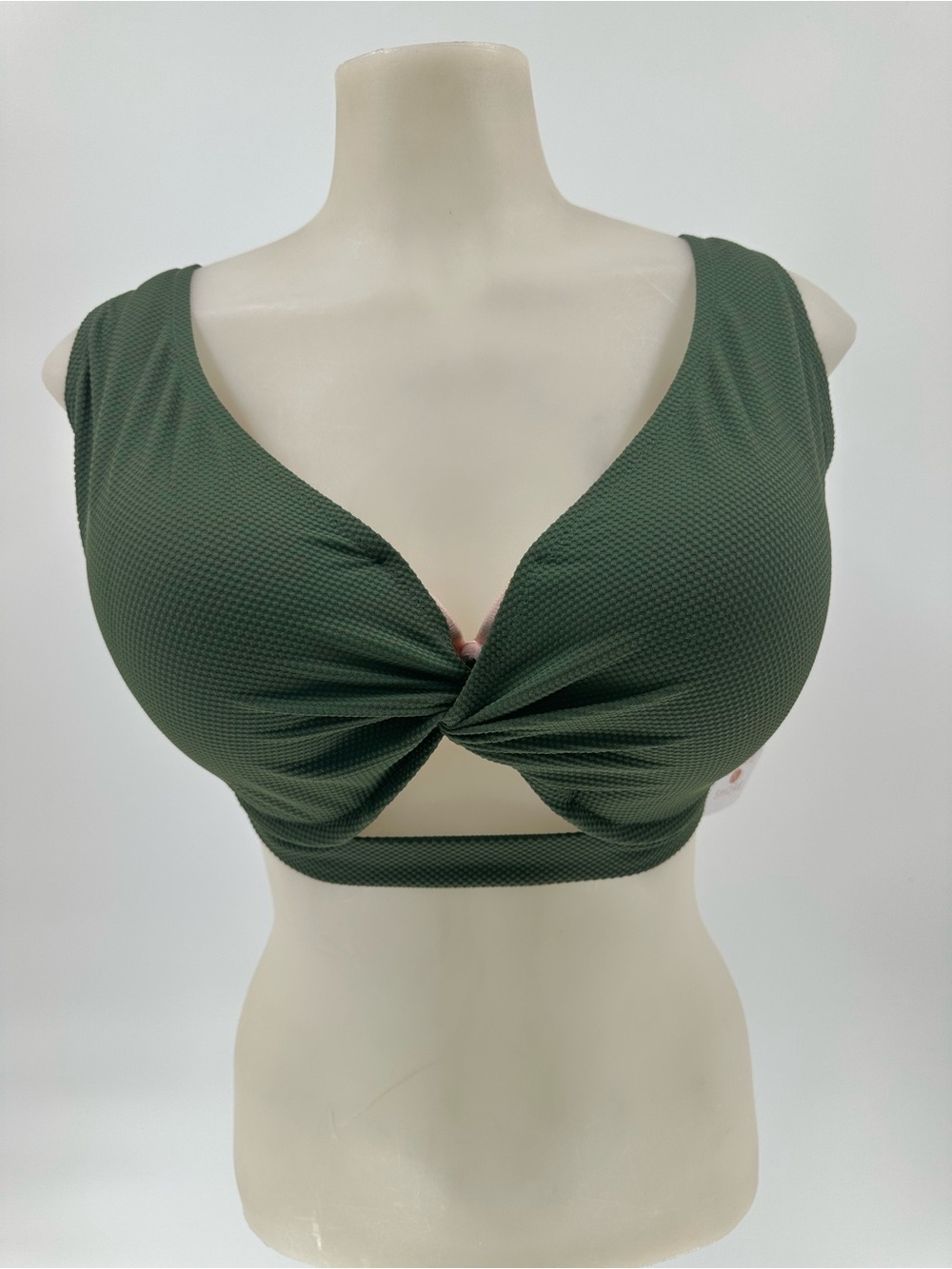 Shade & Shore Twist Front Olive Green Bikini Top Light Lift NWT
